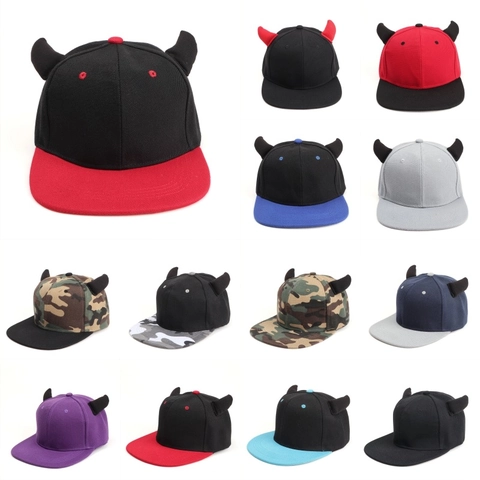 Cappello Da Baseball Con Corna Da Diavolo Acrilico Tesa Piatta Hip Hop Snapback Berretto Per Uomini Donne Novità Festa