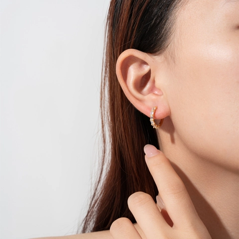 925 Sterling Silver Hoop Earrings For Women Baguette Cut Zirconia Inlaid Huggie Earrings Purple Green White Gemstone Jewelry