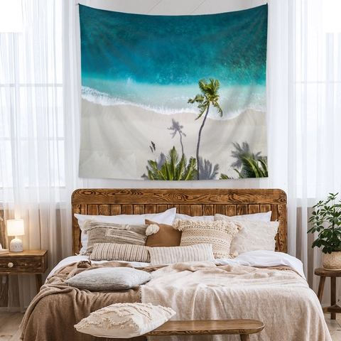 Tropische Strandlandschaft Wandteppich Polyester Bohemian Digitaldruck Wandbehang Für Schlafzimmer Heimdekoration
