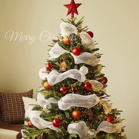 Cinta De Malla Decoración Árbol Navidad Tejido Plástico Con Hilo Metálico Fiesta Manualidades Guirnalda Decoración Hogar