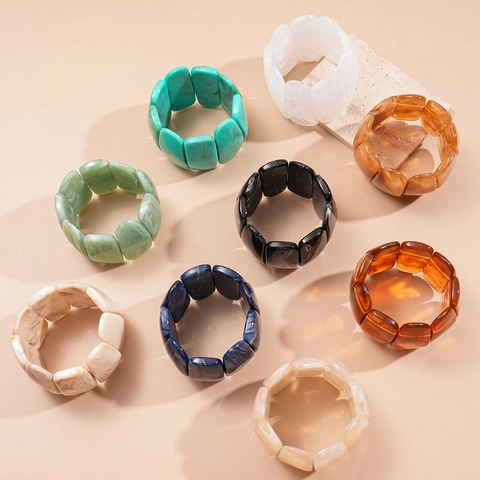 Chunky Armband Acryl Harz Marmormuster Elastisch Geometrisch Rechteckig Vintage Modeschmuck Für Damen
