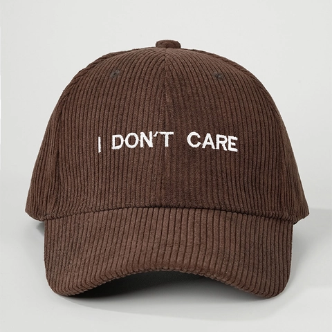 Κοτλέ Καπέλο Μπέιζμπολ Με Κέντημα I Don't Care Vintage Casual Ρυθμιζόμενο Καπέλο Για Ήλιο Street Style Για Άνδρες Γυναίκες