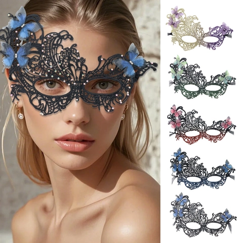 Maschera In Pizzo Veneziano Mascherata Farfalla Strass Sfumata Party Maschera Occhi Elegante Donne Costume