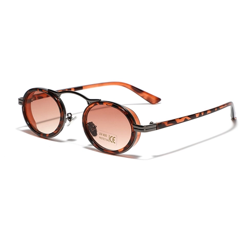 Occhiali da Sole Ovali Vintage Punk per Uomo Donna Retro Steampunk Montatura in Metallo Protezione UV400 Moda Trendy
