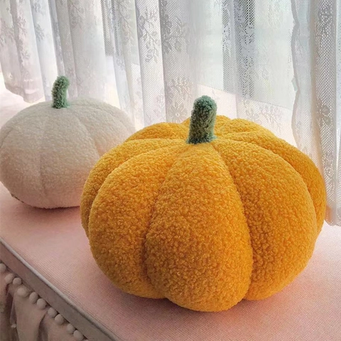 Soft Plush Pumpkin Throw Pillow Sherpa Fabric Decorative Sofa Cushion Living Room Bedroom Home Decor Cute