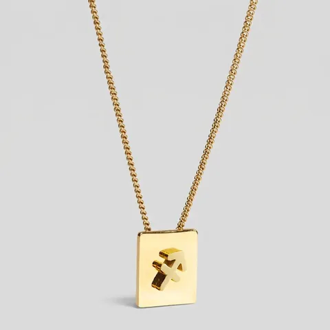18K Vergulde Roestvrijstalen Sterrenbeelden Hanger Ketting Vierkant Medaillon Minimalistische Sieraden Voor Vrouwen