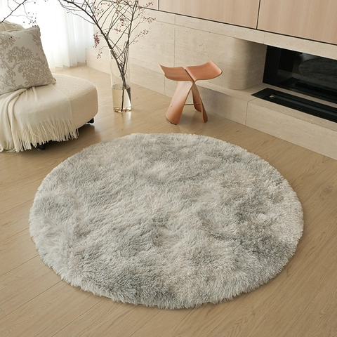 Round Plush Shaggy Rug Soft Faux Fur Carpet Non-Slip Tie-Dye Modern Home Decor For Living Room Bedroom Bedside