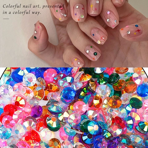 Strass In Resina A Fondo Piatto Cristalli Mezzitondi Colori Multipli Scatola Per Nail Art DIY Artigianato Cover Telefono