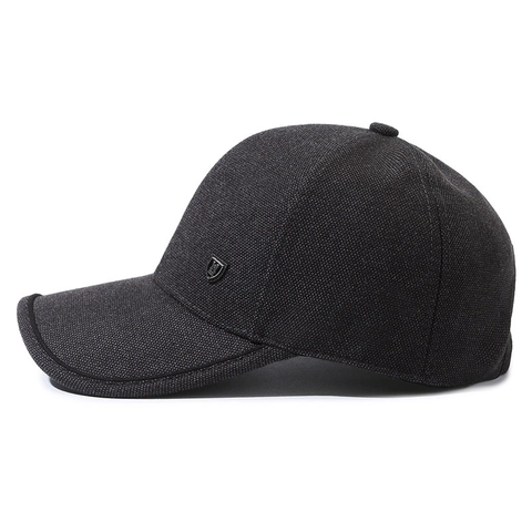 Baseball Cap Men Cotton Woven Fabric Adjustable Breathable Outdoor Casual Sun Hat With Metal Logo