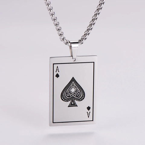 Collar Con Colgante De Carta De Póker As De Espadas Acero Inoxidable 304 Joyas Hip Hop Punk Hombre Mujer