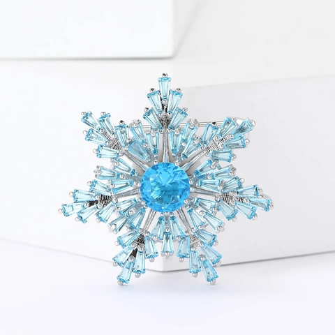 Broche Flocon De Neige Épingle Cuivre Zircon Cristal Micro Pavé Élégant Accessoires De Mode Pour Femmes