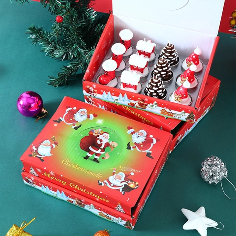 Candele Di Natale Paraffina Senza Fumo Forme Babbo Natale Pupazzo Di Neve Albero Per Decorazione Festa Casa
