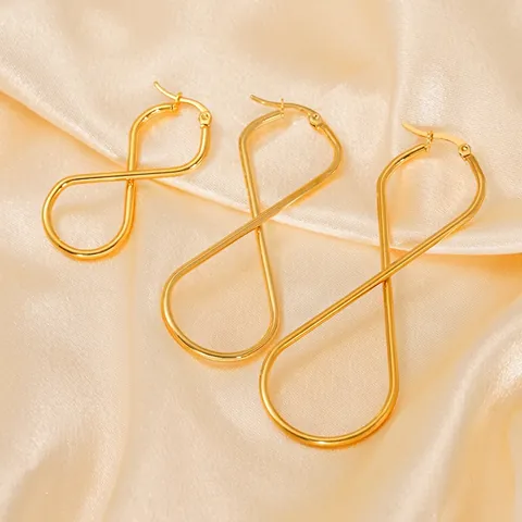 Orecchini A Cerchio Torsione Figura 8 Da Donna Acciaio Inossidabile Placcato Oro 18K Gioielli Di Moda Geometrici