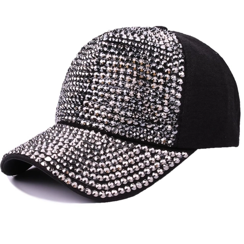 Casquette De Baseball Femme Mode Strass Coton Polyester Protection Solaire Réglable Été Voyage Loisirs De Plein Air
