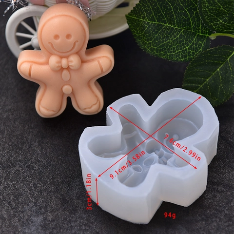 Lebkuchenmann Silikonform Für DIY Backen Kuchen Mousse Schokolade Handgemachte Seife Kerze Weihnachten Thema Weiß