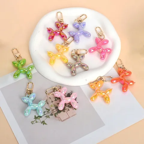 Porte-clés Chien Ballon Irisé Résine Éclat Métallique Pendentif Animal Créatif Accessoire De Mode Pour Sac