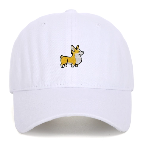 Casquette de Baseball Style Japonais Broderie Chien Corgi pour Hommes Femmes Coton Délavé Décontracté Chapeau de Soleil