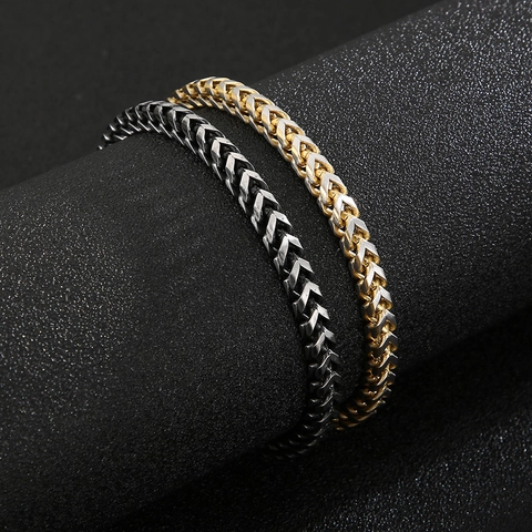 Ensemble Collier Et Bracelet En Acier Inoxydable Chaîne Épi Hip Hop Punk Bijoux Pour Hommes Unisexe Streetwear Minimaliste