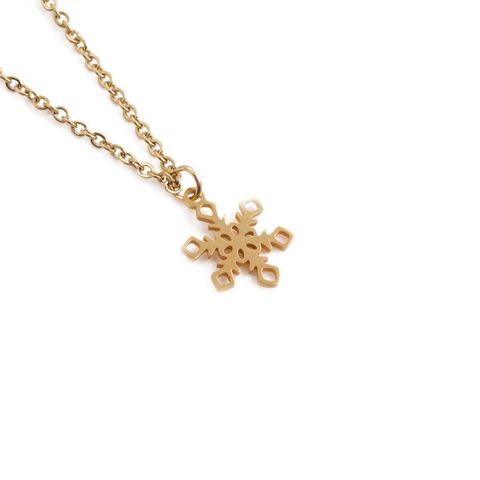 Collier Pendentif Flocon De Neige Acier Inoxydable Bijou Hiver Cadeau De Noël Délicat Minimaliste Pour Femmes Filles