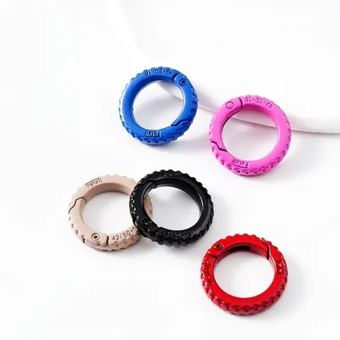 Chiusura Ad Anello A Molla Rotondo In Lega Lacca Colorata Trama Pneumatico Connettore Gioielli DIY Accessorio Portachiavi Borsa