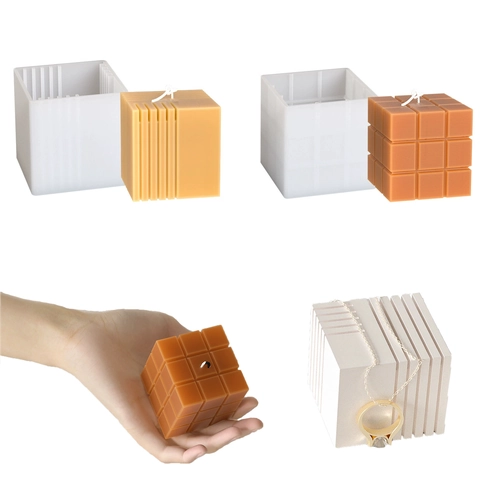 Moule En Silicone Cube Géométrique Pour La Fabrication De Bougies Parfumées DIY Plâtre Résine Savon Artisanat Moderne Minimaliste