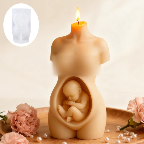 Molde De Silicona Torso De Mujer Embarazada Con Feto Arte De La Maternidad DIY Fabricación De Velas Jabón Resina
