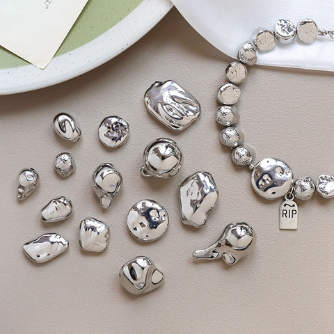 Onregelmatige Vloeibaar Metaal Stijl Kralen Verzilverde Hars Losse Kralen Voor DIY Sieraden Maken Kettingen Armbanden Oorbellen