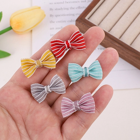 Mini Gestreifte Stoffschleifen DIY Handwerk Dekorative Bandschleifen Für Puppenzubehör Und Bekleidung Nähen Verzierungen