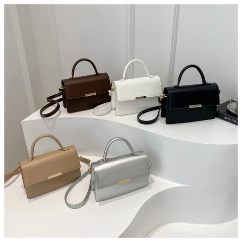 Elegante Borsa a Mano in Pelle PU da Donna Borsa a Tracolla Quadrata Minimalista Borsa alla Moda Versatile per il Lavoro