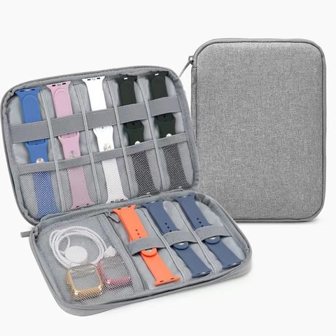 Organizador De Correas De Reloj Bolsa Portátil Tela Catiónica Estuche De Almacenamiento Para Correas Cables Viaje