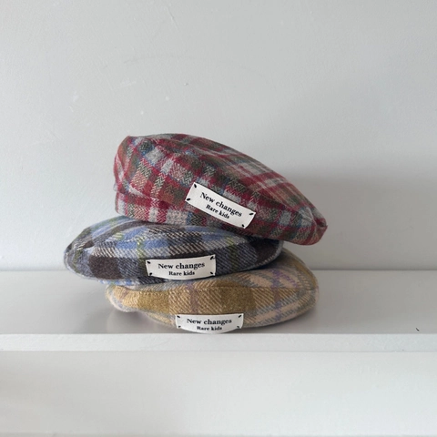 Béret En Laine À Carreaux Vintage Pour Enfants Casquette De Peintre Style Britannique Pour Filles Garçons Automne Hiver