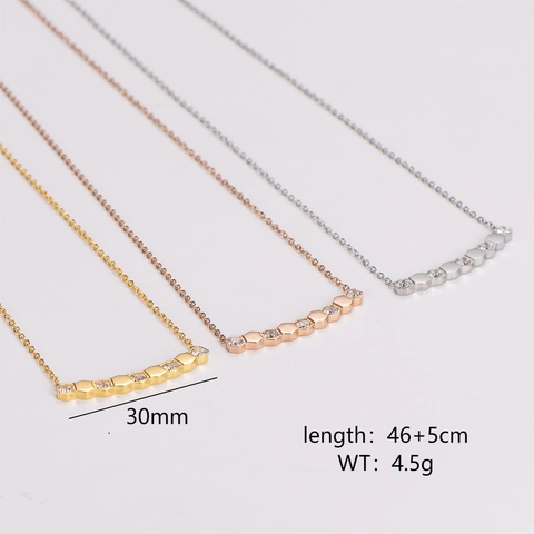 Collana con Pendente a Esagono in Acciaio Inossidabile Minimalista per Donna Oro Argento Oro Rosa Galvanica Strass Catena Clavicola Gioielli