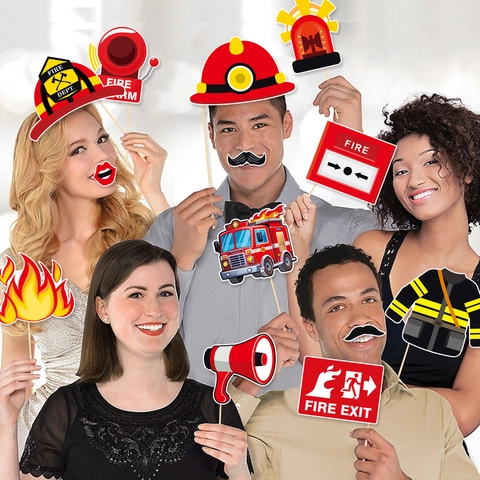 Puntelli Per Cabina Fotografica A Tema Pompiere Per Decorazioni Di Compleanno Elementi Del Dipartimento Antincendio In Cartone