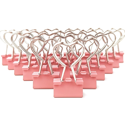Metal Heart Shaped Binder Clips Hollow Paper Clamp Macaron Color Stationery Office School Scrapbooking