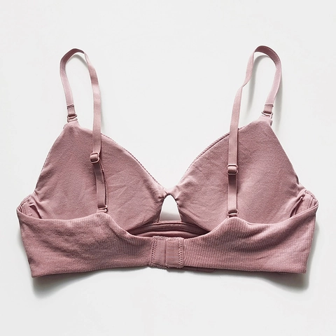 Reggiseno Senza Ferretto A Costine Cotone Modal Senza Cuciture Coppa Sottile Scollo A V Lingerie Traspirante Comoda Donna