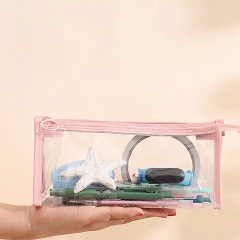 Transparent PVC Pencil Case Large Capacity Waterproof Stationery Storage Bag With Zipper For Students Examination Desk Organizer