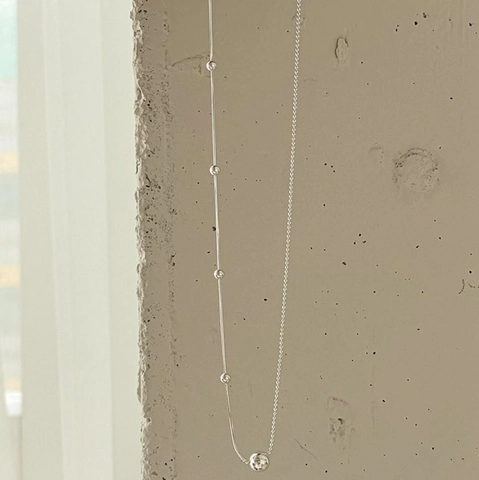 Minimalist 925 Sterling Silver Bead Pendant Necklace Geometric Snake Bone Chain Jewelry For Women