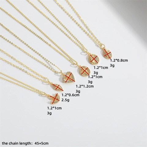 Vintage Koper Zirconia Maagd Maria Hanger Halsketting Verguld Religieus Hart Anker Sleutelbeen Ketting Sieraden Voor Dames