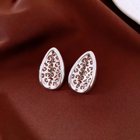 Teardrop Leopard Print Stud Earrings With 925 Sterling Silver Earring Post Retro Alloy Enamel Animal Pattern For Women