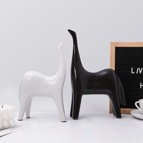 Figura De Caballo Abstracta Estatua Animal De Cerámica Decoración Nórdica Moderna Minimalista Para Sala Oficina Adorno