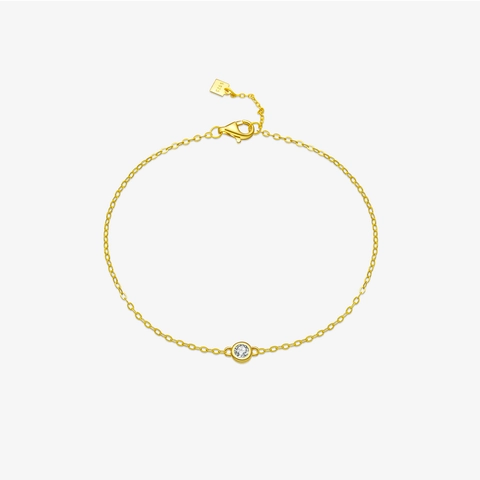 Bracciale Regolabile in Argento Sterling 925 con Singola Zirconia per Donna Gioielli di Moda Minimalisti Catena Sottile Delicata Placcato Oro Platino