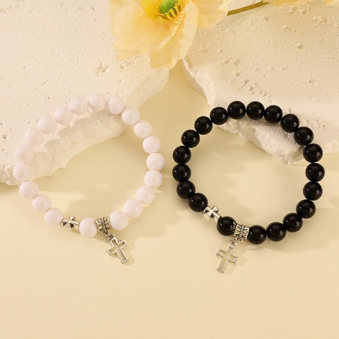 European Fashion Yin Yang Tai Chi Infinity Heart Beaded Bracelets Set For Couples Best Friends Adjustable Woven Rope Alloy Polymer Clay Jewelry