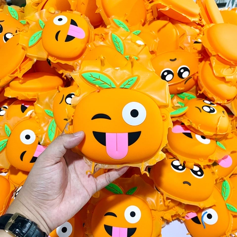 Borsa A Tracolla In Silicone A Forma Di Arancia Per Bambini Portamonete Con Emoji Cartone Animato Piccola Borsa A Spalla