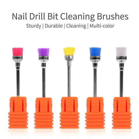 Spazzola Pulizia Punta Trapano Unghie Elettrico Manicure Testa Rimozione Polvere Gambo Metallo Setole Nylon Strumento Salone Professionale