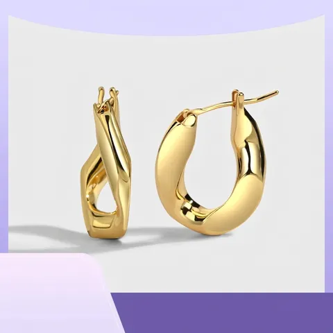 Orecchini a Cerchio Minimalisti Torti a Forma di Uovo Geometrici per Donna Placcati Oro Argento Rame Gioielli Cyberpunk