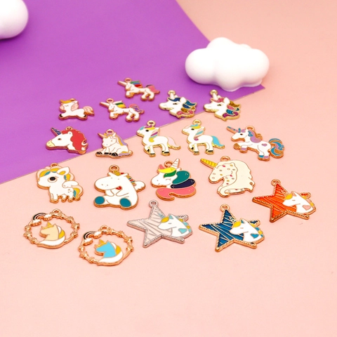 Cartoon Unicorn Charms Alloy Enamel Colorful For DIY Jewelry Making Necklaces Bracelets Hair Accessories