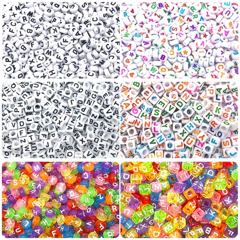 Acrylic Alphabet Letter Beads Round Flat Square Cube Spacer For DIY Bracelet Jewelry Making Handcraft Accessories