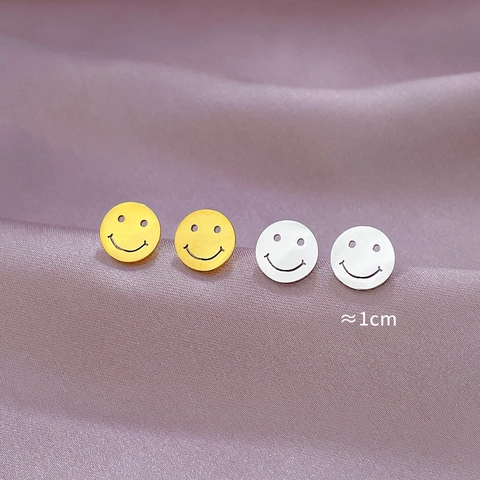 Minimalist Smiley Face Round Stud Earrings Titanium Steel Unisex Personality Elegant Banquet Accessories Cold Style