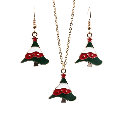 Collana E Orecchini Con Albero Di Natale Smalto Lega Colorata Gioielli Di Moda Per Feste Di Vacanza Accessorio Per Donne