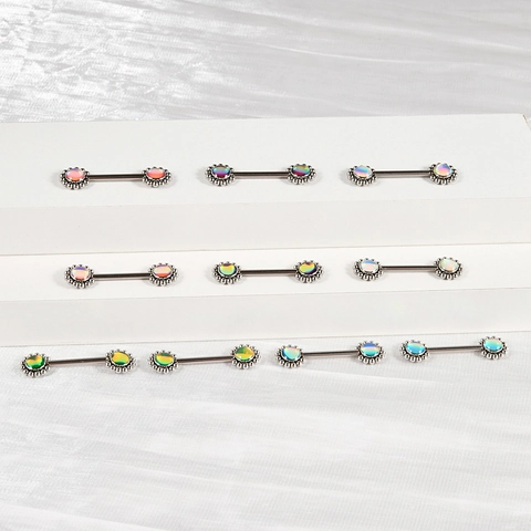 Edelstahl Threadless Brustwarzenring Für Damen Künstlicher Opal Strass Körper Piercing Schmuck Blume Brustwarze Barbell Stud
